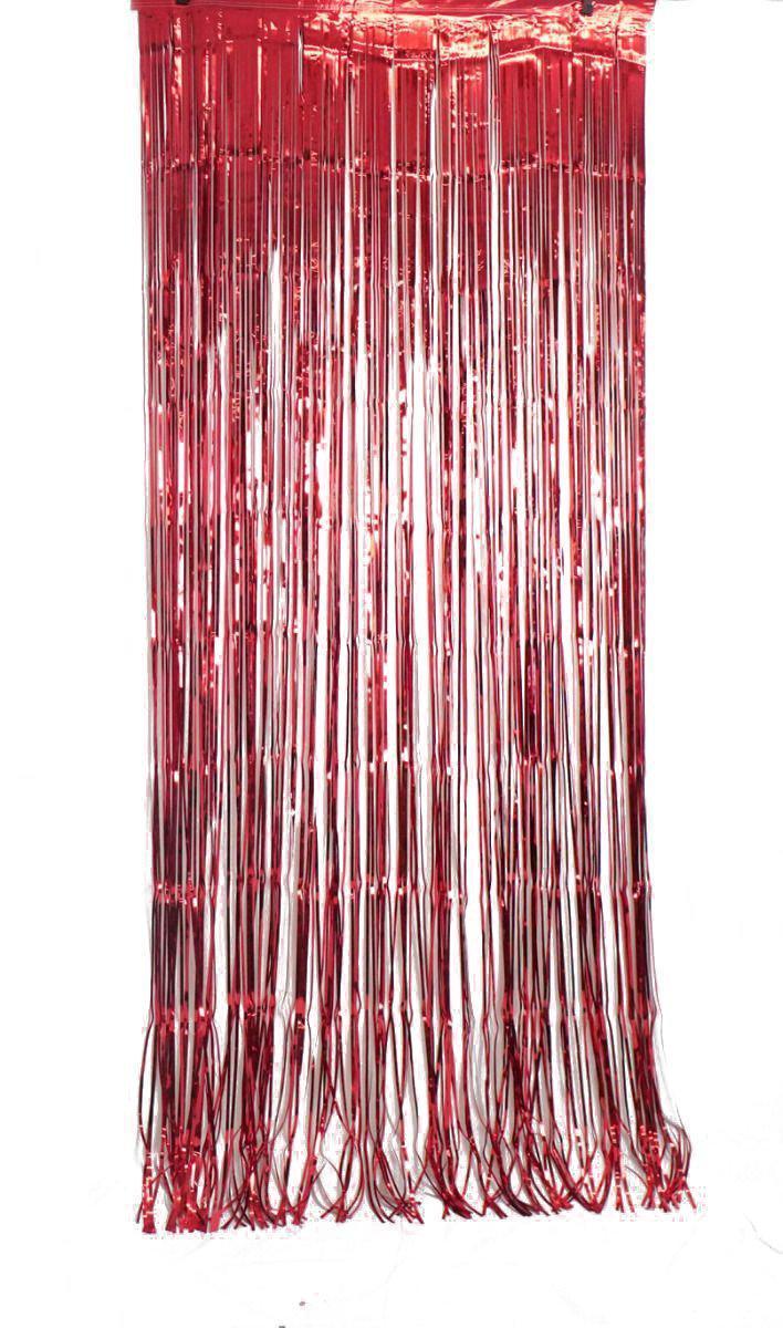 Red Metallic Foil Curtain (1m x 2.4m) Backdrop Streamers