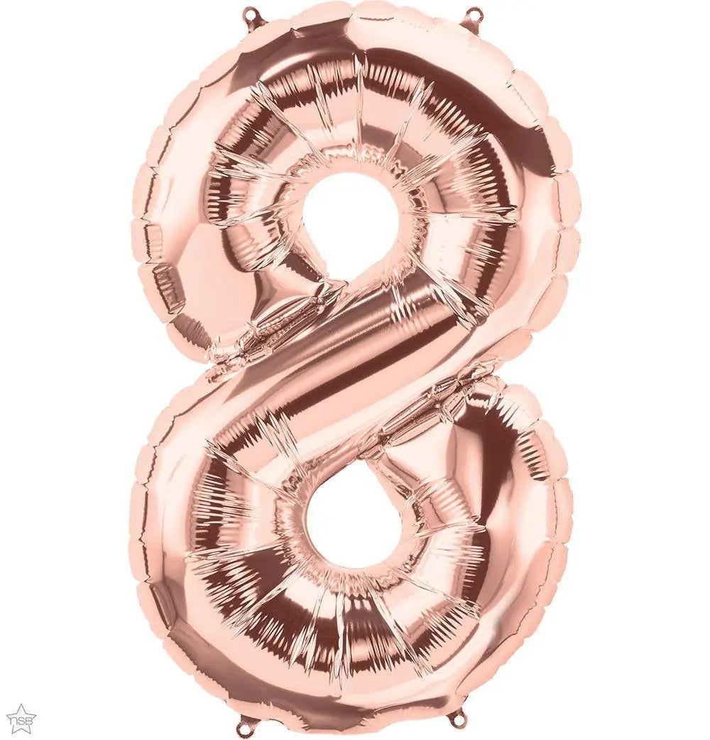 Rose Gold Foil Number Balloon 86cm Party Love