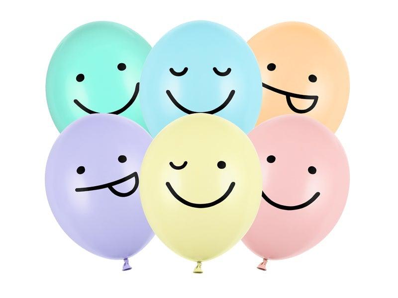 Pastel Smiley Faces Latex Balloons (30cm) 11"(50 Pack) Party Deco