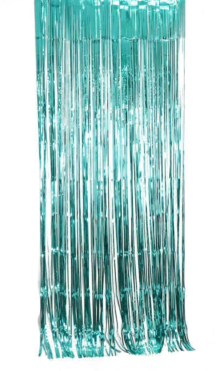 Teal Metallic Foil Curtain (1m x 2.4m) Backdrop Streamers Party Love