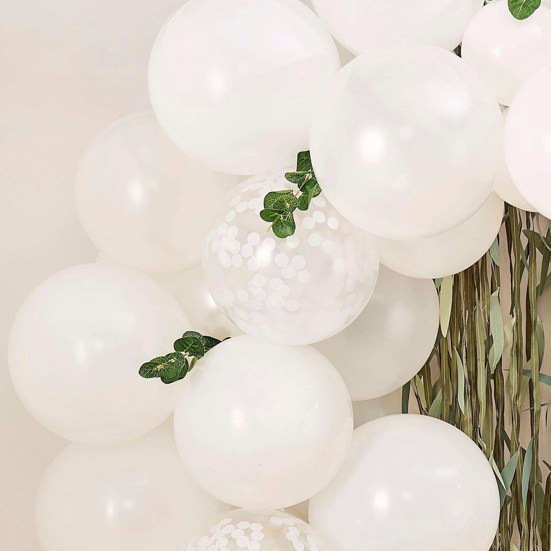 White balloon garland Balloon Arch With Foliage Party Love