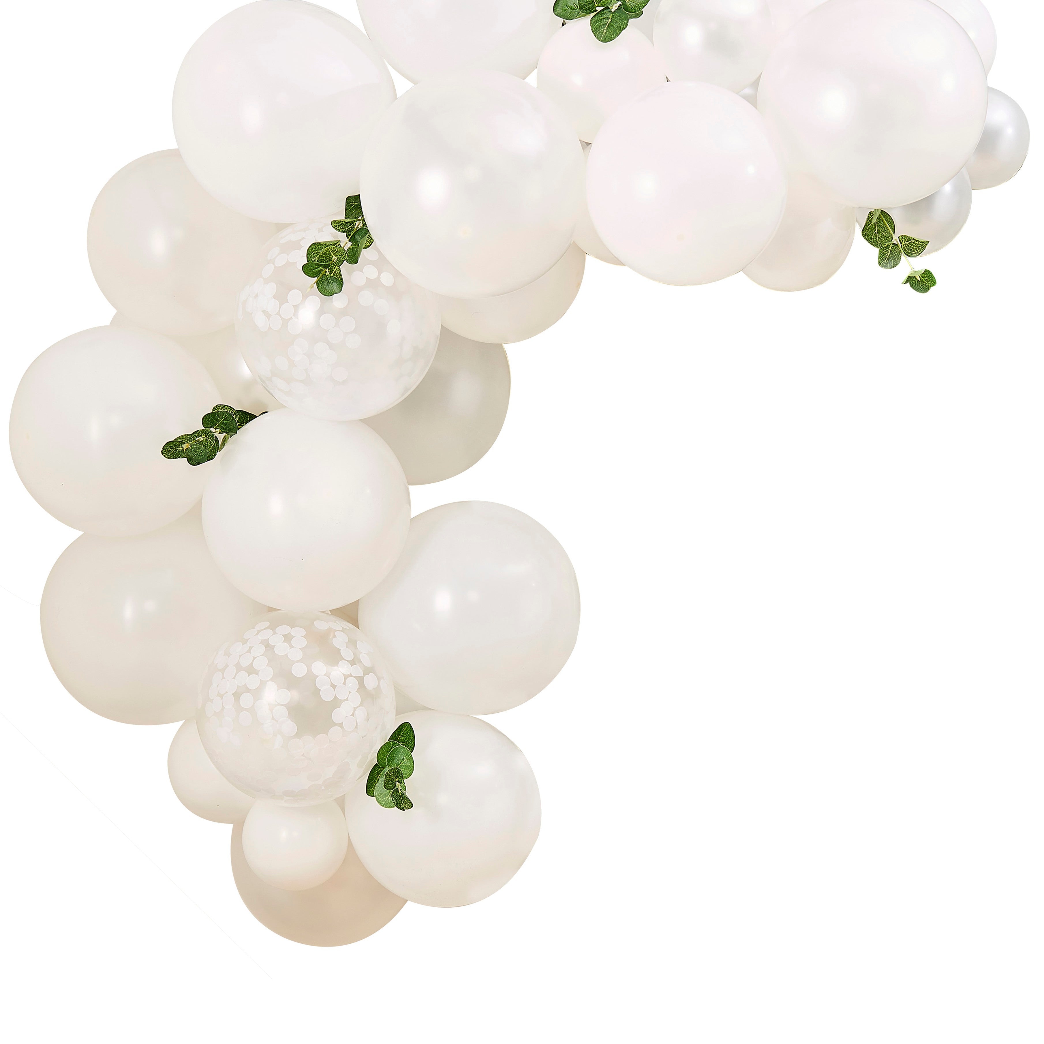 White balloon garland Balloon Arch With Foliage Party Love