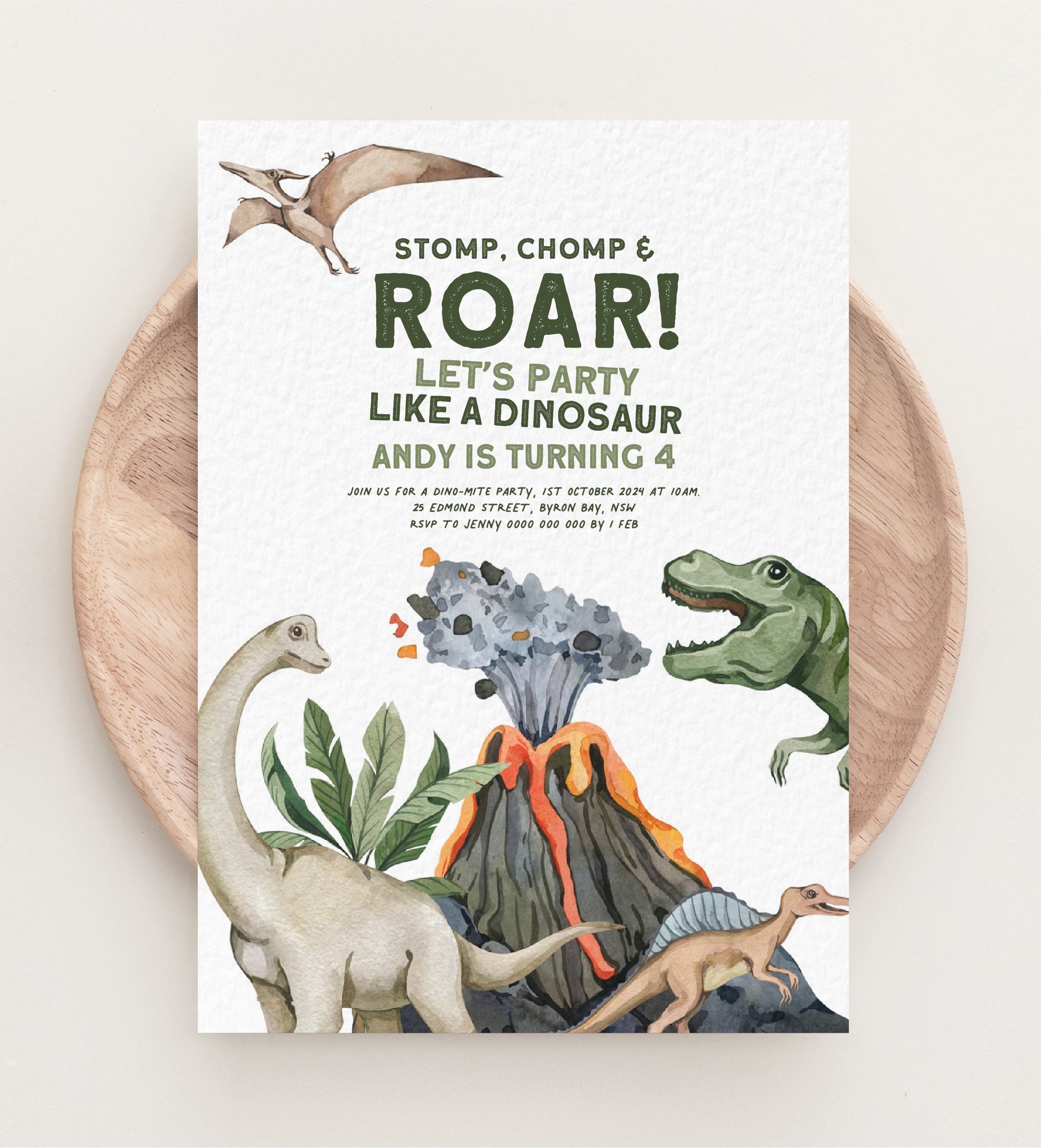 Dinosaur Design 2 Party Printables Editable Instant Download 129