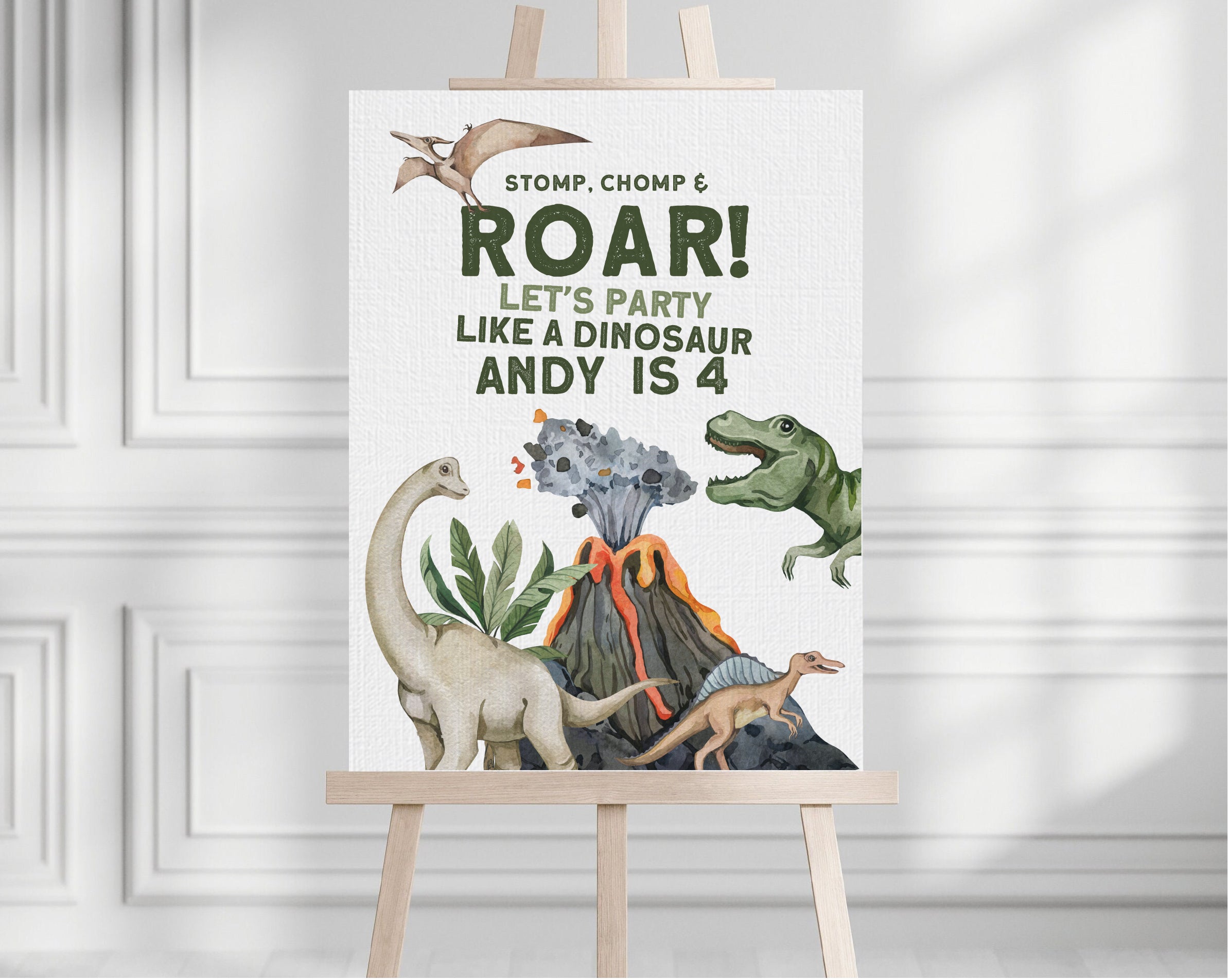 Dinosaur Design 2 Party Printables Editable Instant Download 129
