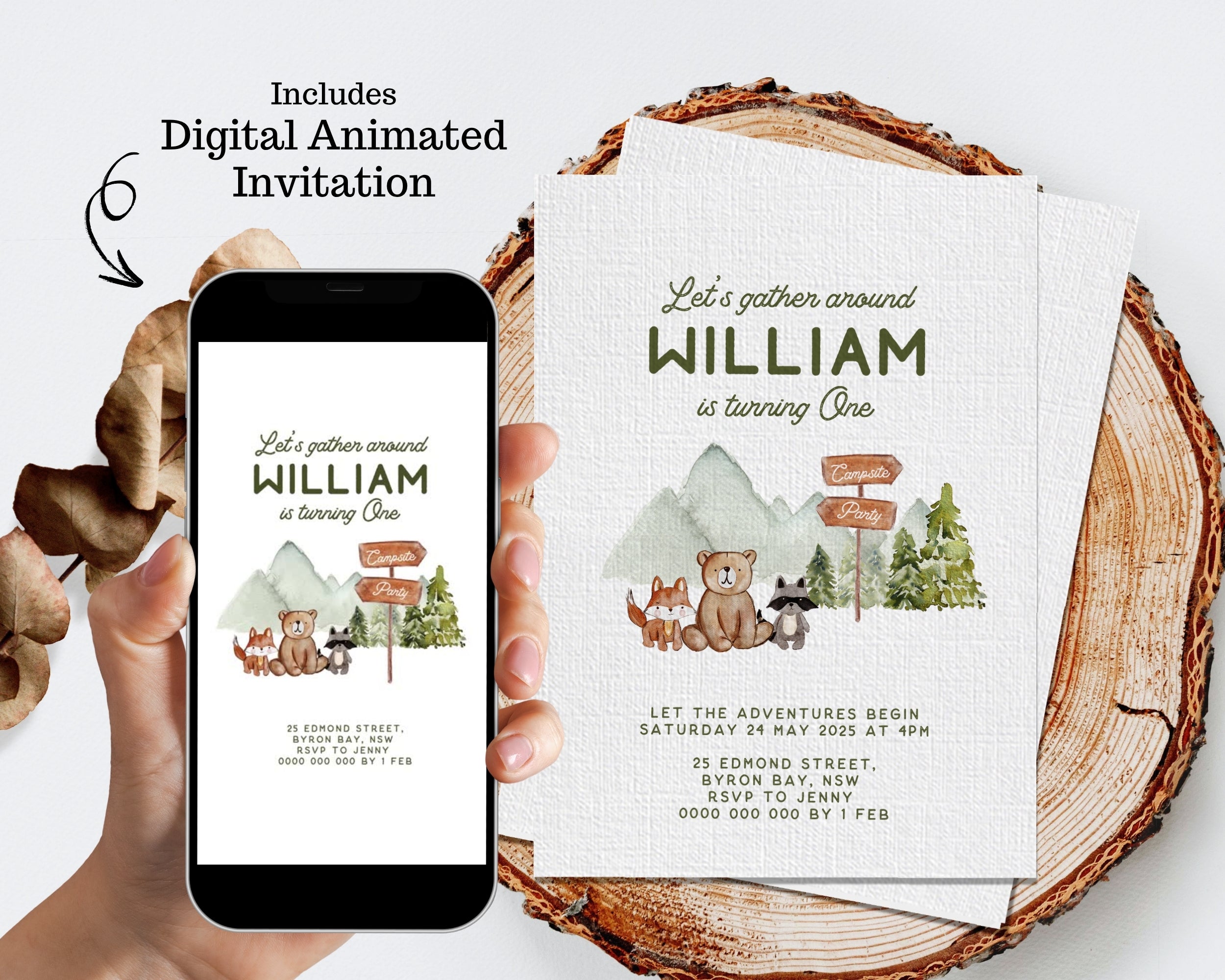 Explore Woodland Forest Party Printables Editable Instant Download 612