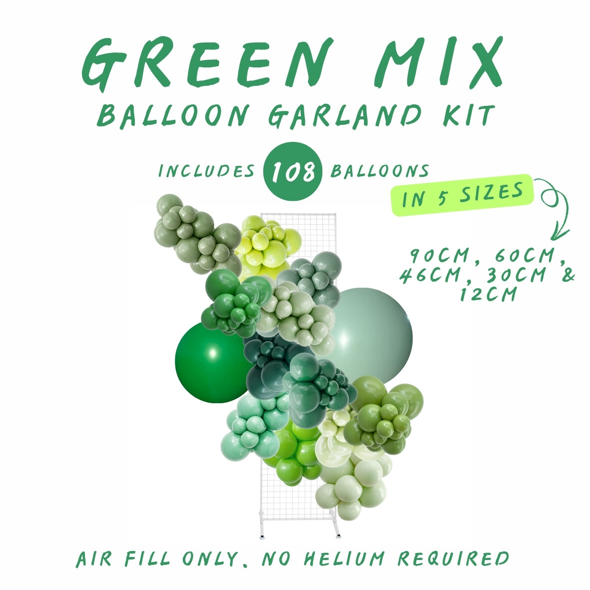 Green DIY Balloon Garland Kit, Green Balloon Arch