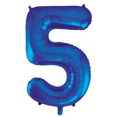 Number 5 Blue Foil Number Balloon 86cm