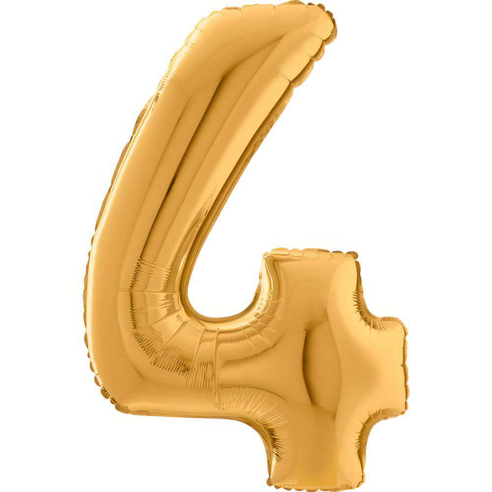Number 4 Gold Foil Number Balloon 102cm