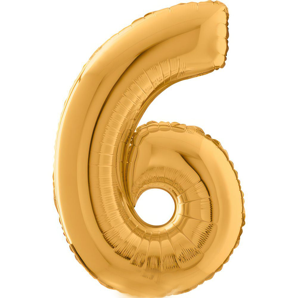 Number 6 Gold Foil Number Balloon 102cm