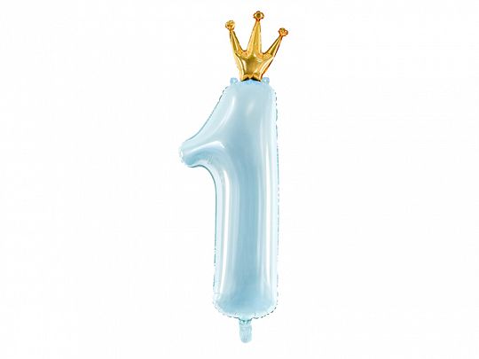 Jumbo Pastel Blue Crown Foil Balloon Number 1 Party Deco
