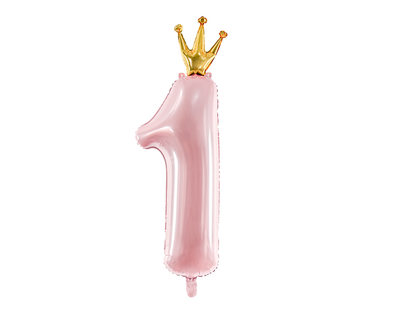 Jumbo Pastel Pink Crown Foil Balloon Number 1 Party Deco