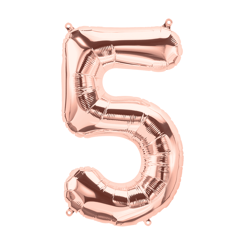 Number 5 Rose Gold Foil Number Balloon 86cm