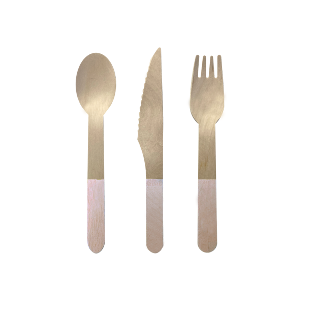 White Sand Wooden Cutlery Set (Pack of 30) Party Love