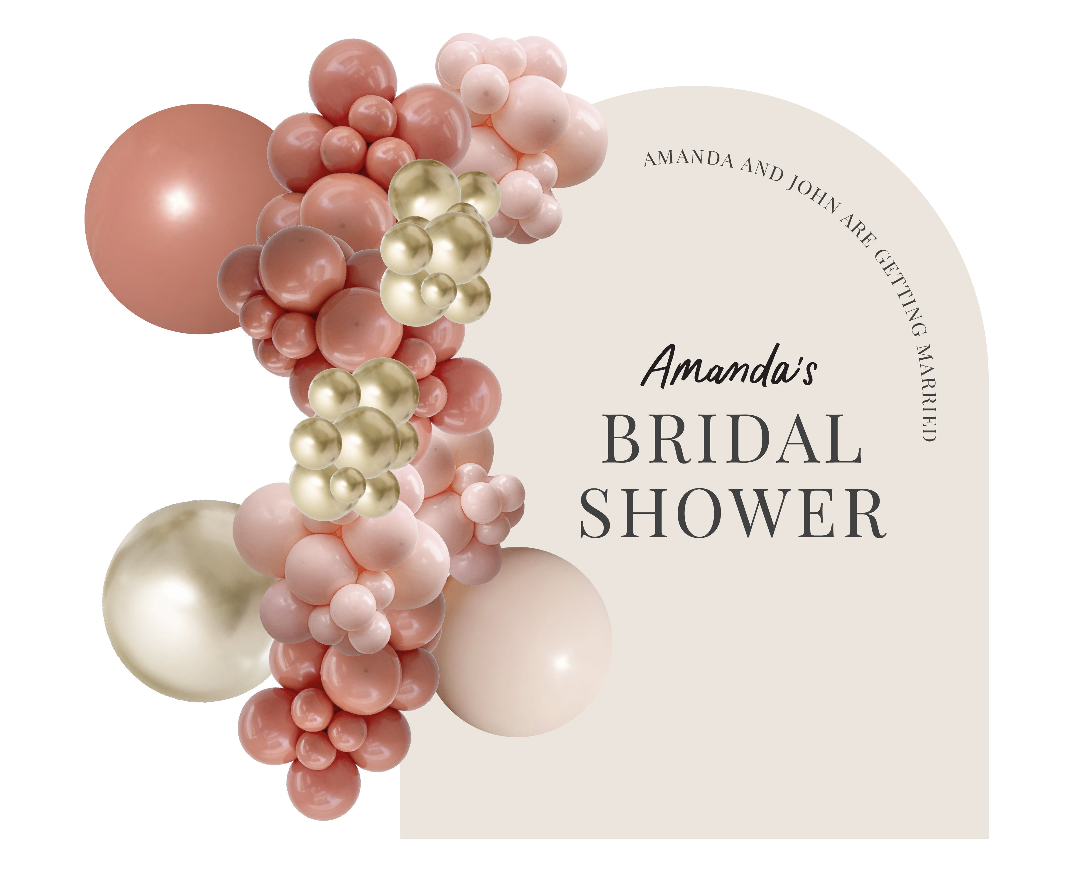 Blush Clay Luxe with White Gold Balloon Garland Inspiration