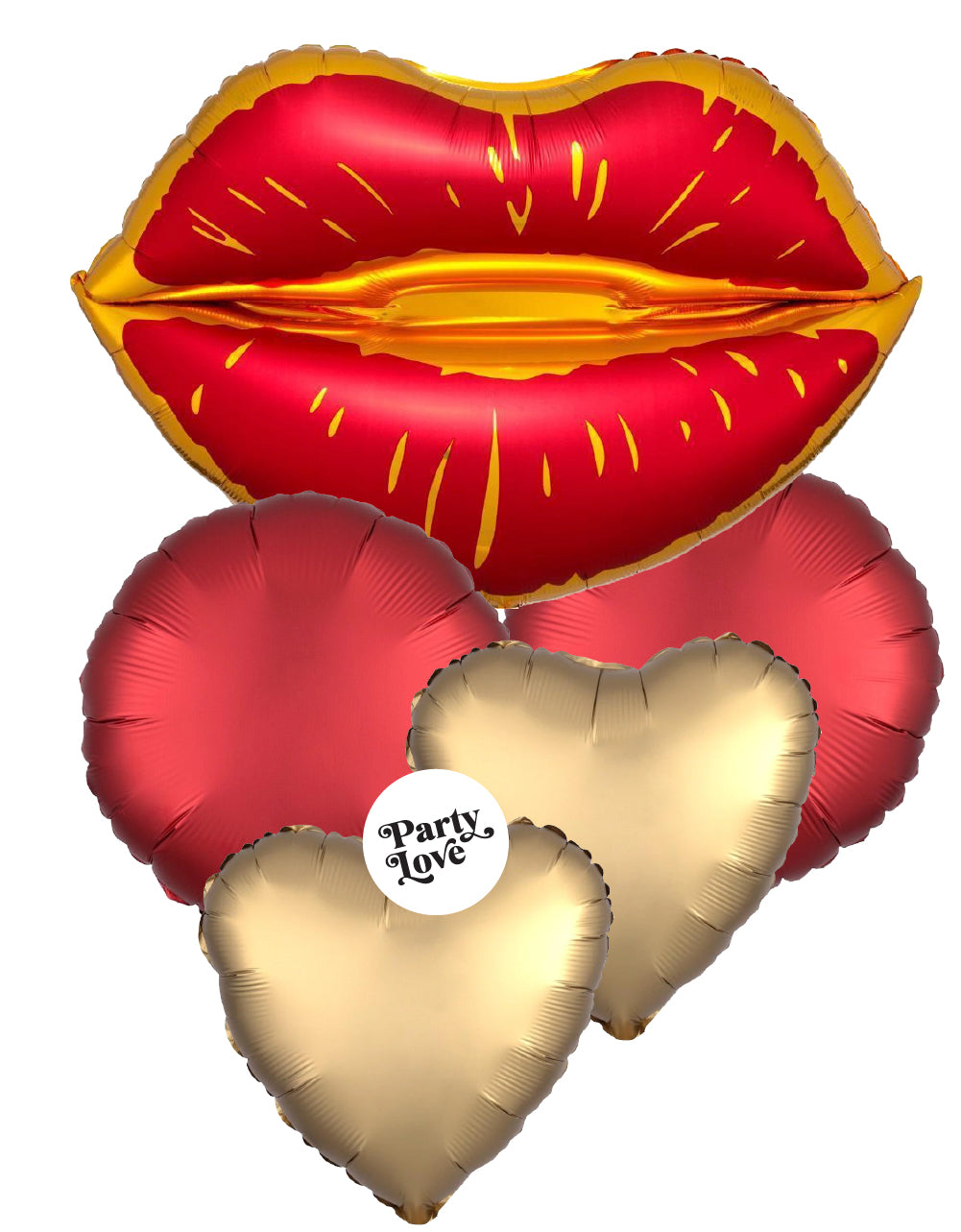 Valentines Red Lips Gold Balloon Bouquet Party Love