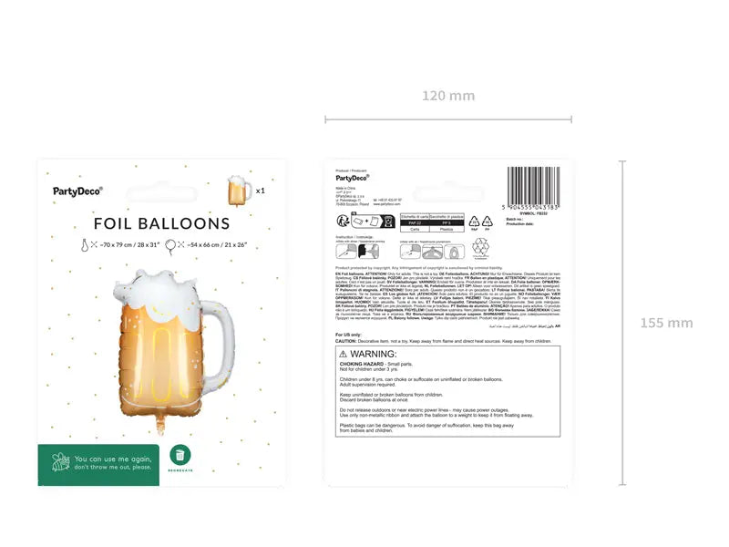 Beer foil balloon, 66 x 54 cm Party Deco