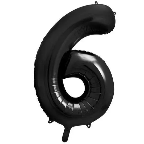 Black Foil Number 6 Balloon 86cm Party Deco