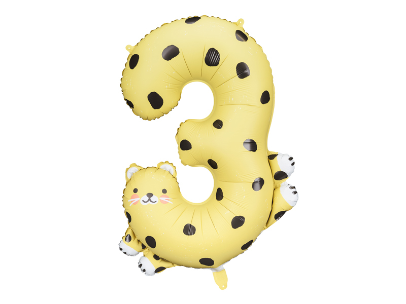Cheetah Foil Balloon Number 3, 98cm Party Deco