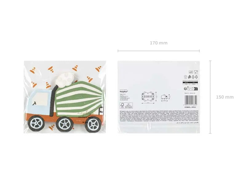 Construction Concrete Mixer Napkins Party Deco