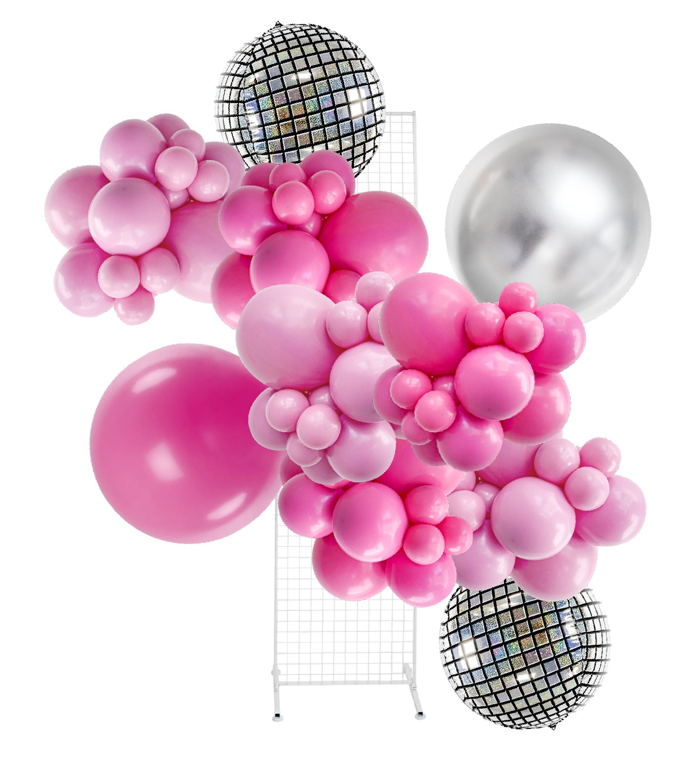 Disco Ball Pink Balloon Garland Kit
