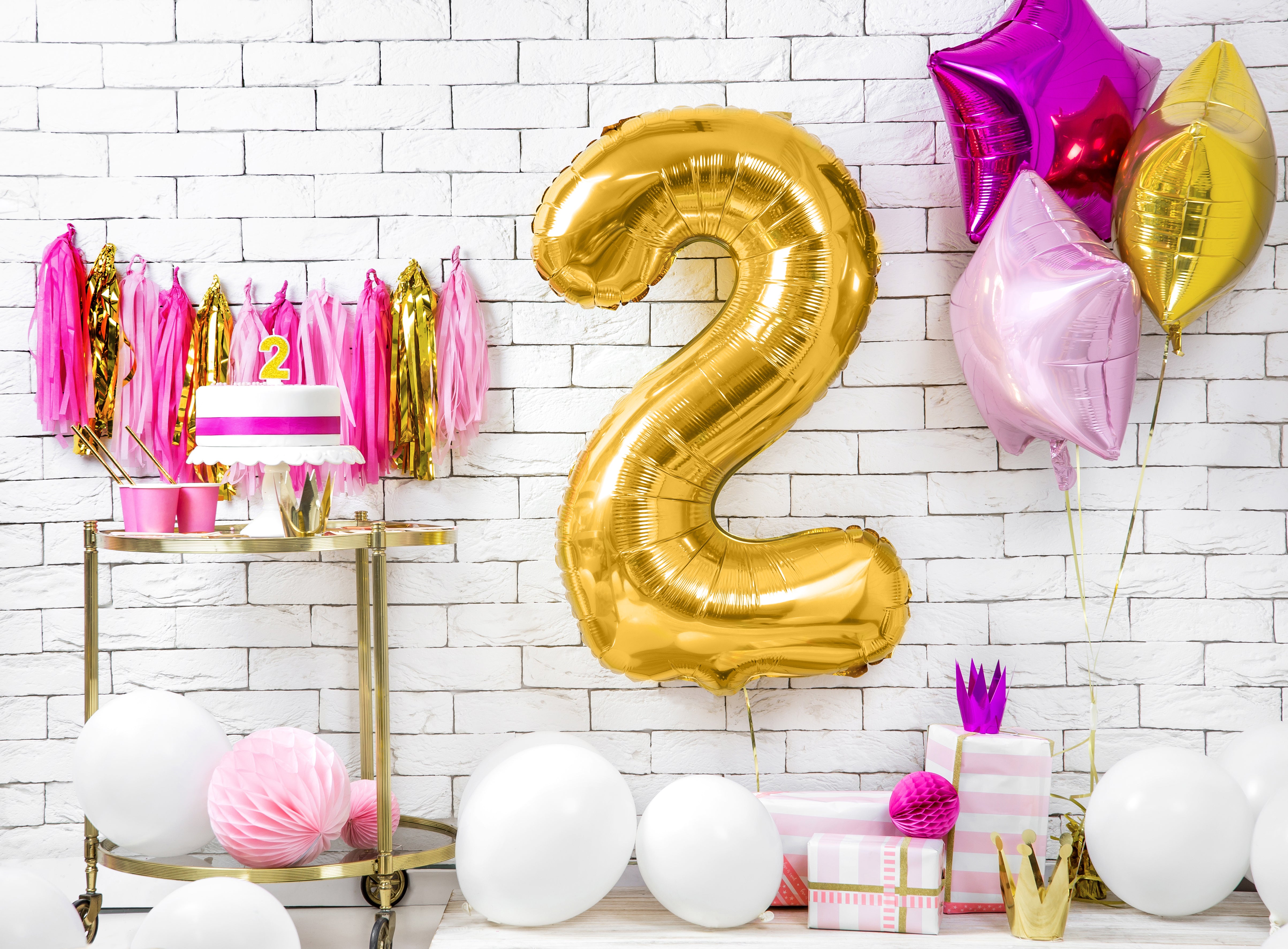 Number 2 Gold Foil Number Balloon 86cm