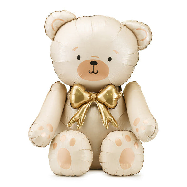 Cream Gold Sitting Bear Foil Balloon 84cm
