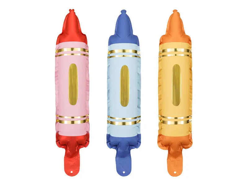 Foil Crayon Balloon Mix (3 Pack) Party Deco
