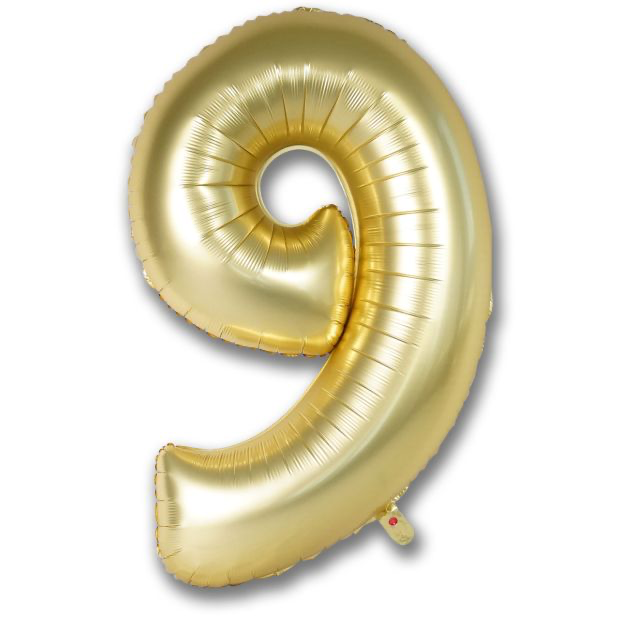 Gold Satin Chrome Number 9 Foil Balloon 102cm (40") Party Love