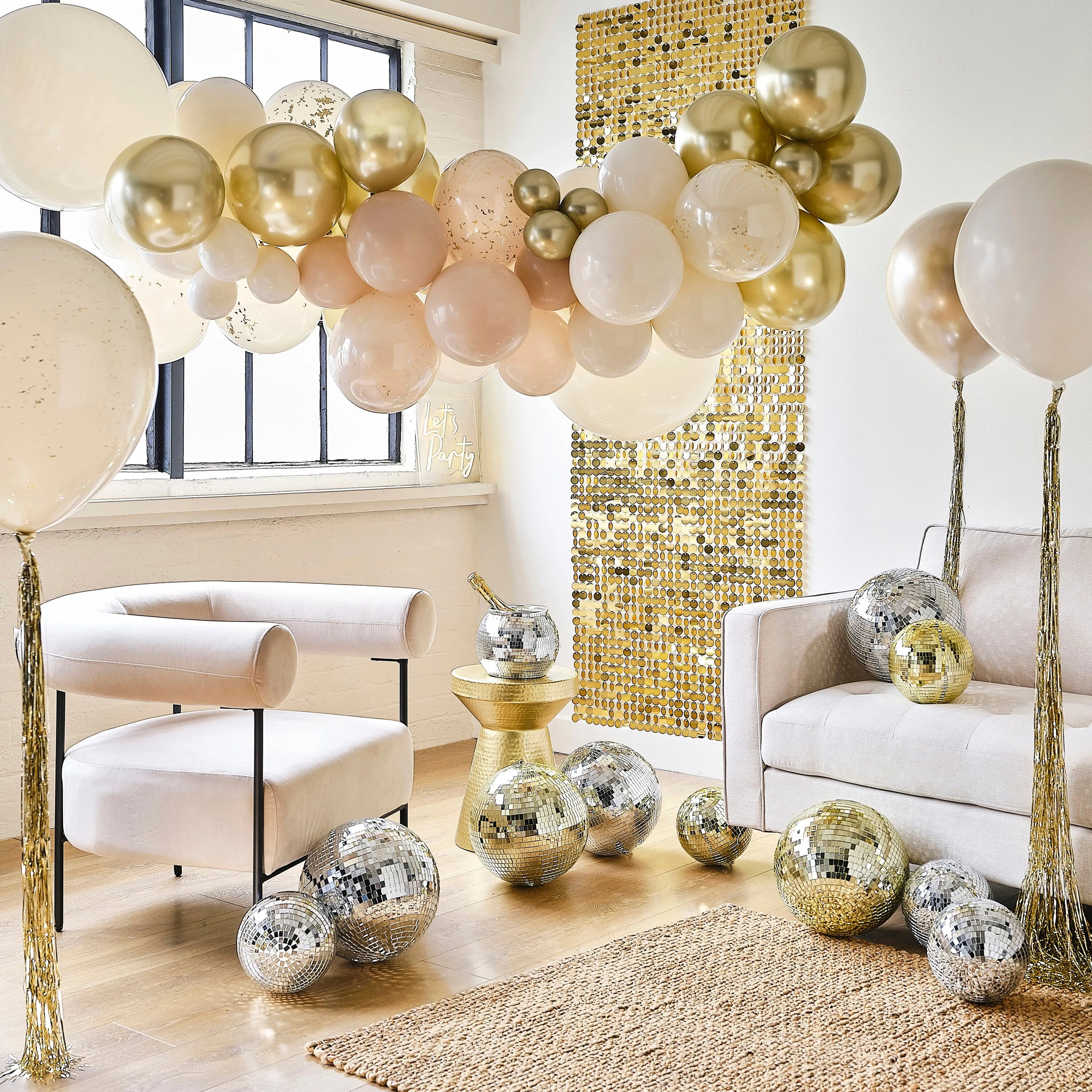 Gold, Pink and Cream Balloon Arch Kit Ginger Ray