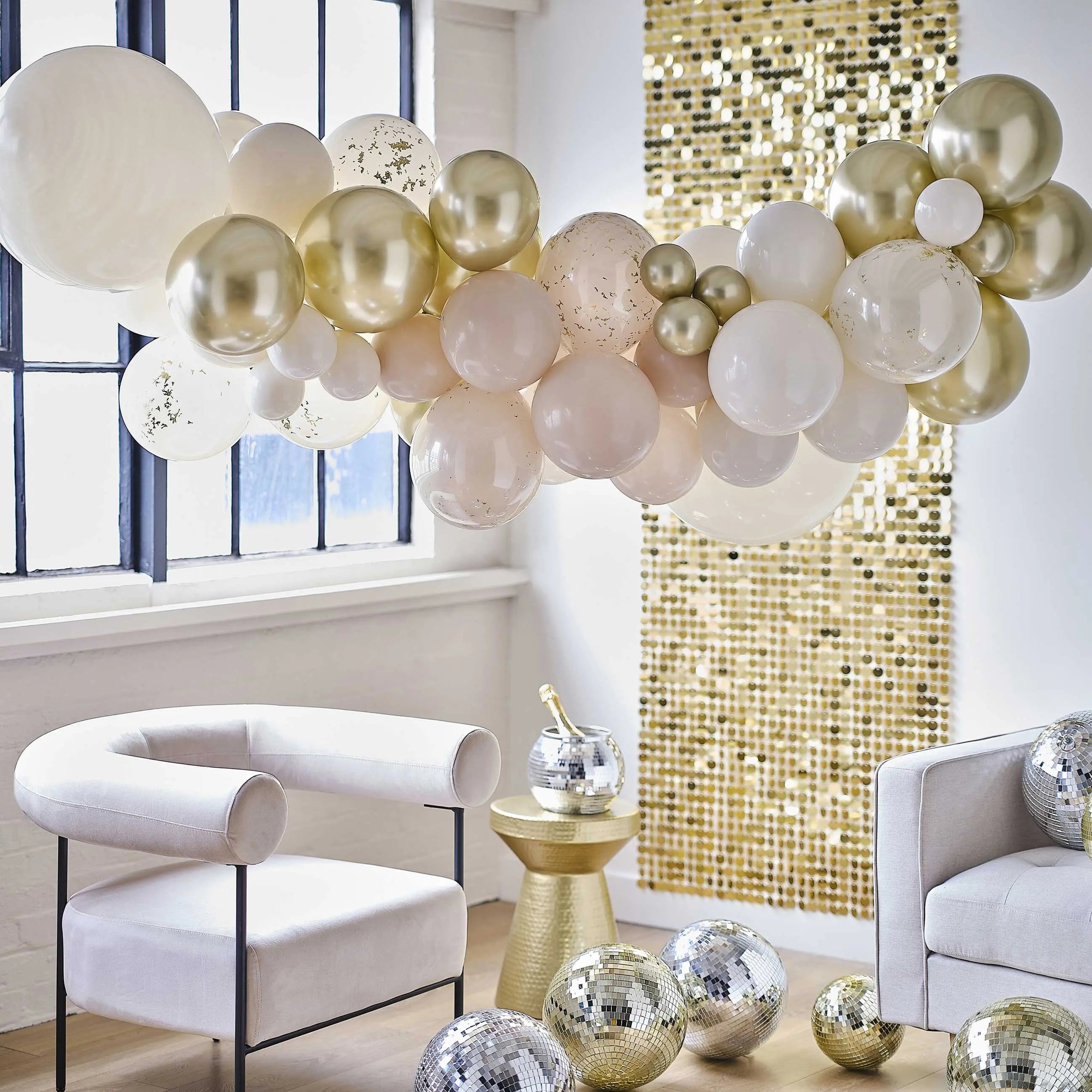 Gold, Pink and Cream Balloon Arch Kit Ginger Ray