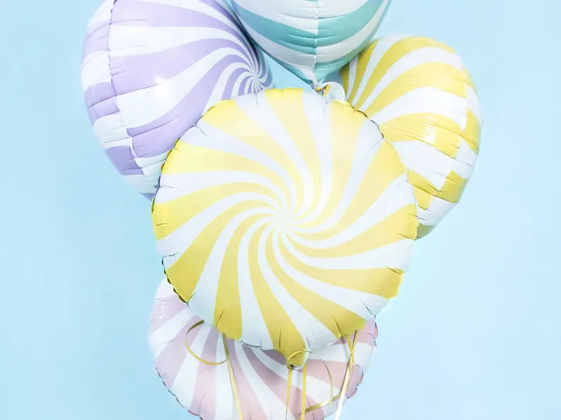 Pastel Yellow Candy Swirl Foil Balloon 35cm Party Deco