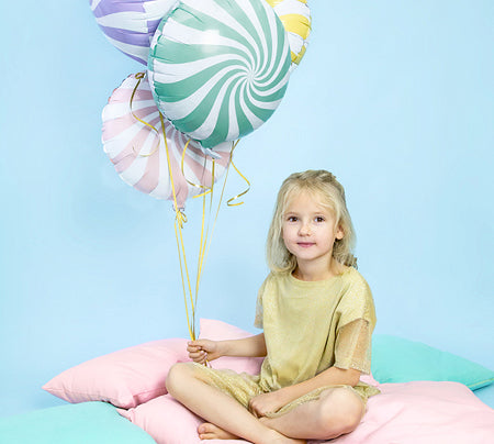 Pastel Mint Green Candy Swirl Foil Balloon 35cm Party Deco