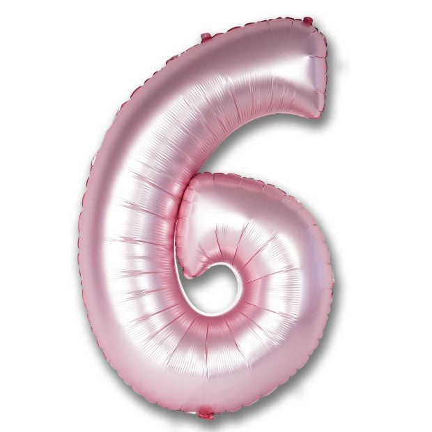 Light Pink Satin Chrome Number 6 Foil Balloon 102cm (40") Party Love