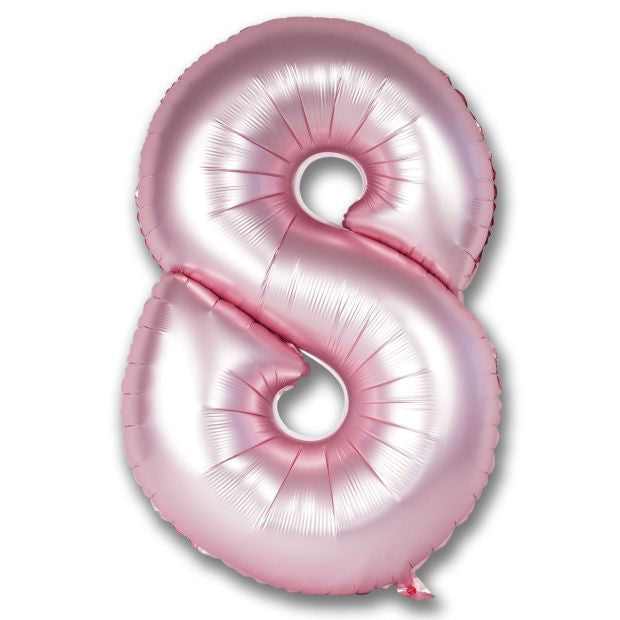 Light Pink Satin Chrome Number 8 Foil Balloon 102cm (40") Party Love