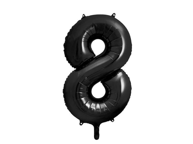 Black Foil Number 8 Balloon 86cm Party Deco