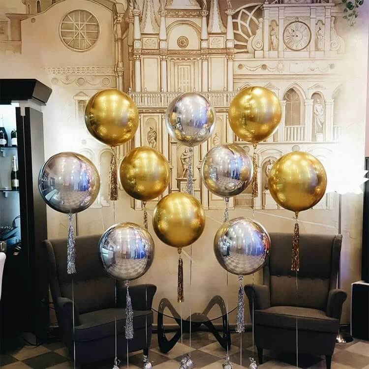 True Gold Foil Balloon Ball Orbz 50cm - 4 Pack Party Love