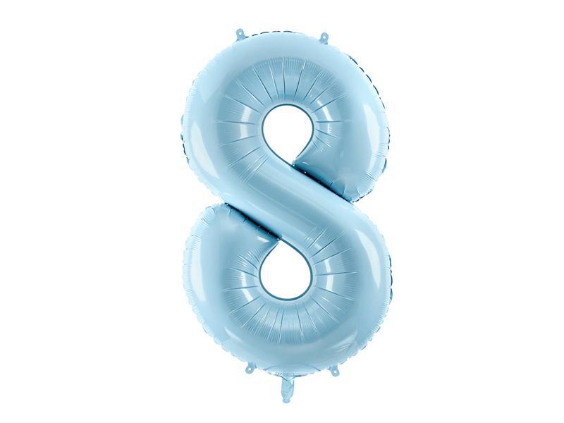 Pastel Blue Number 8 Foil Number Balloon 86cm Party Love