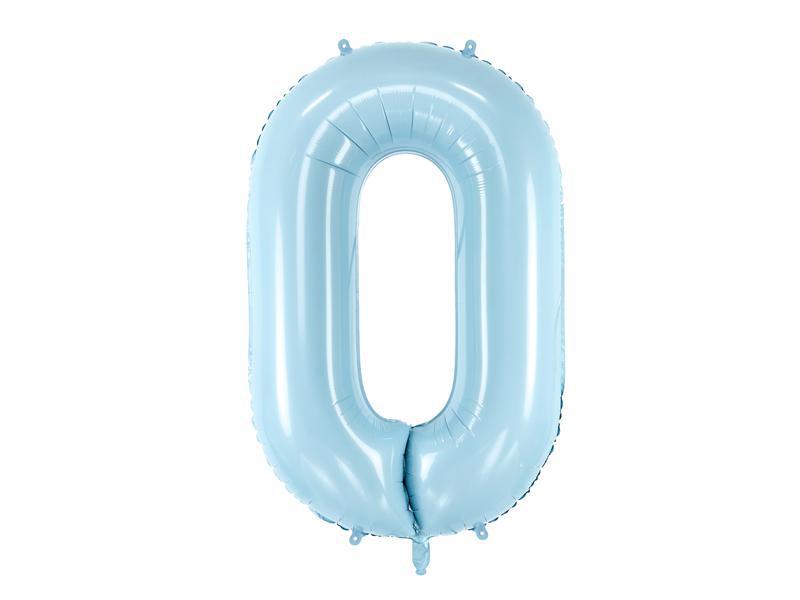Pastel Blue Number 0 Foil Number Balloon 86cm Party Love