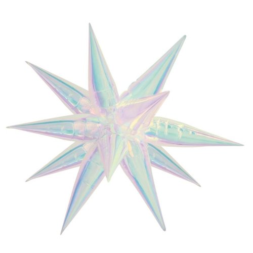 Iridescent 3D star foil balloon, 65cm, perfect for celebrations.