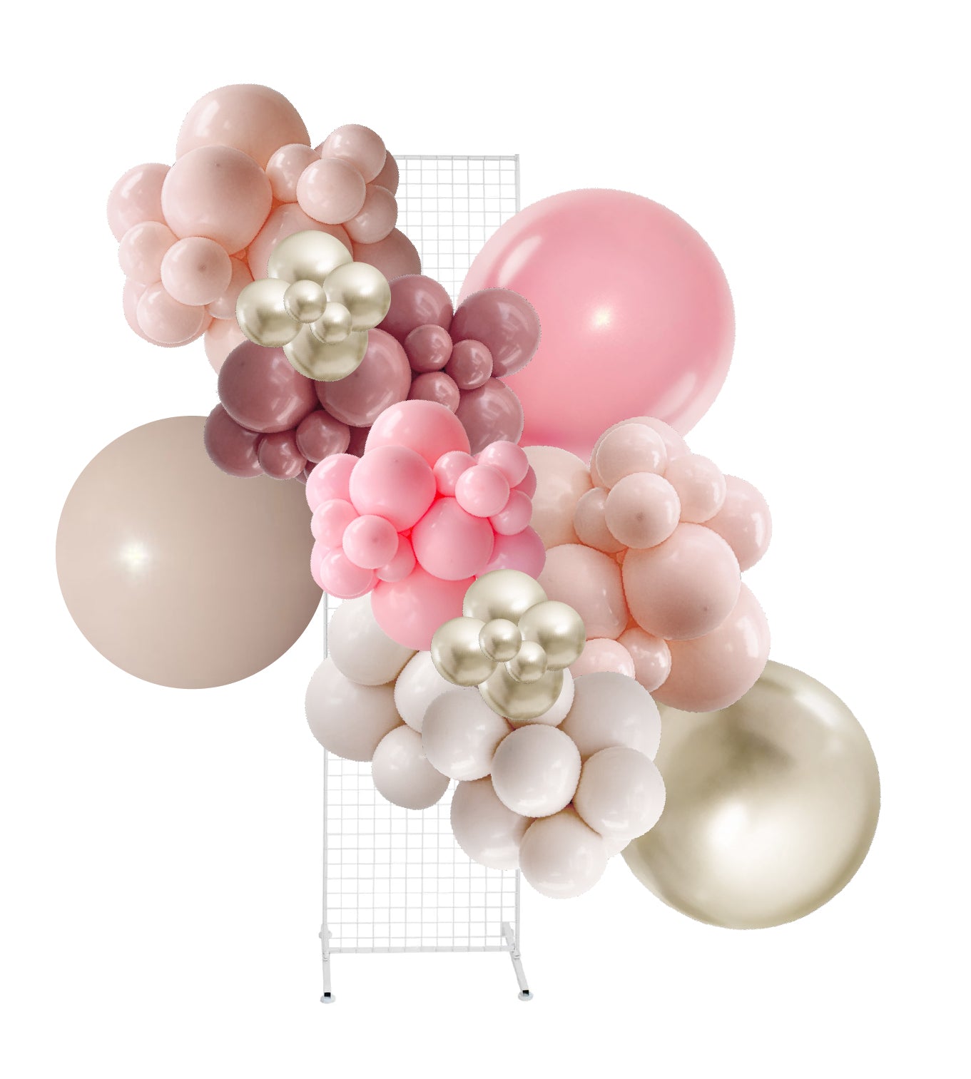 Pink Champagne – Rosewood Pink Blush, Cream White Gold Balloon Garland Kit
