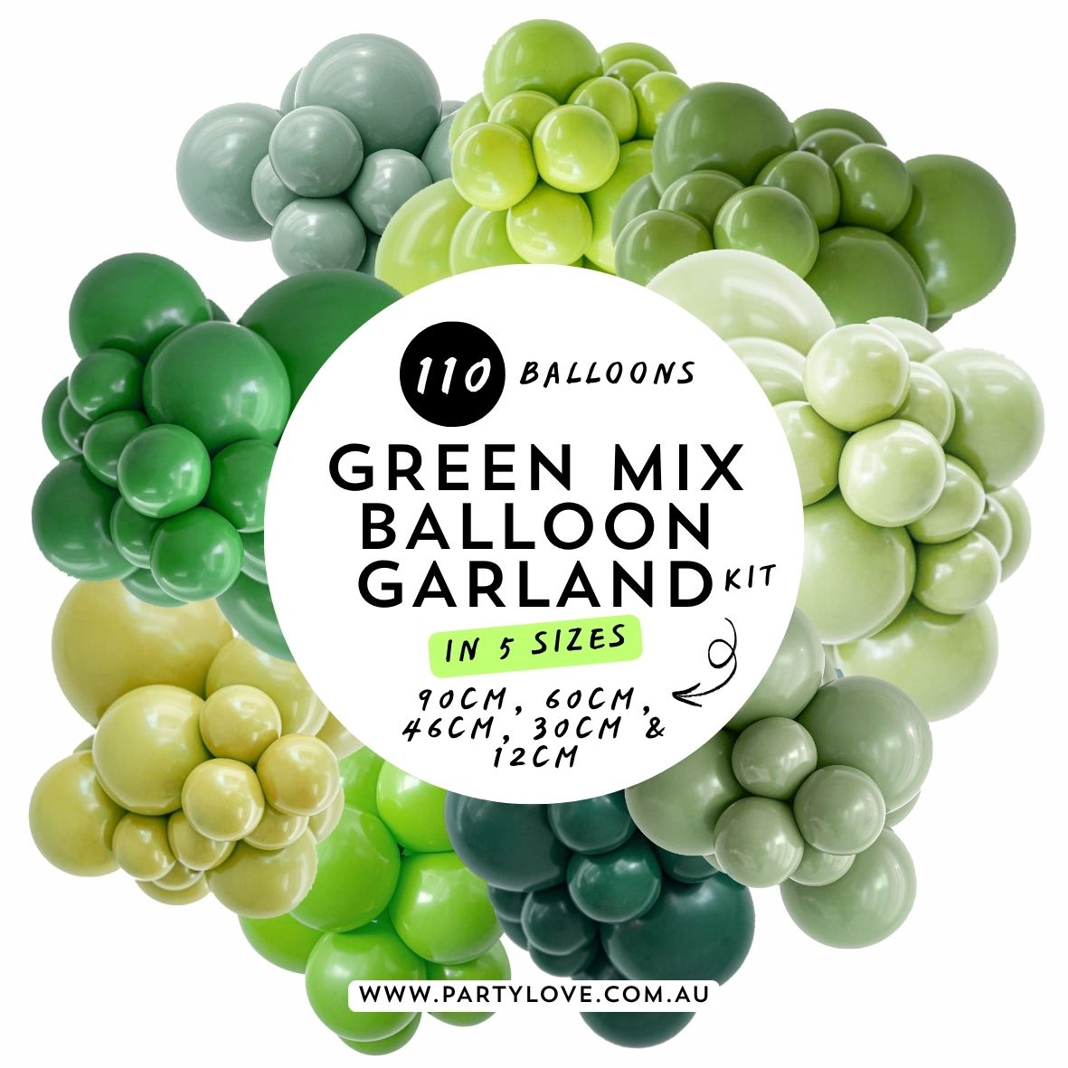 Green DIY Balloon Garland Kit, Green Balloon Arch Party Love Balloons