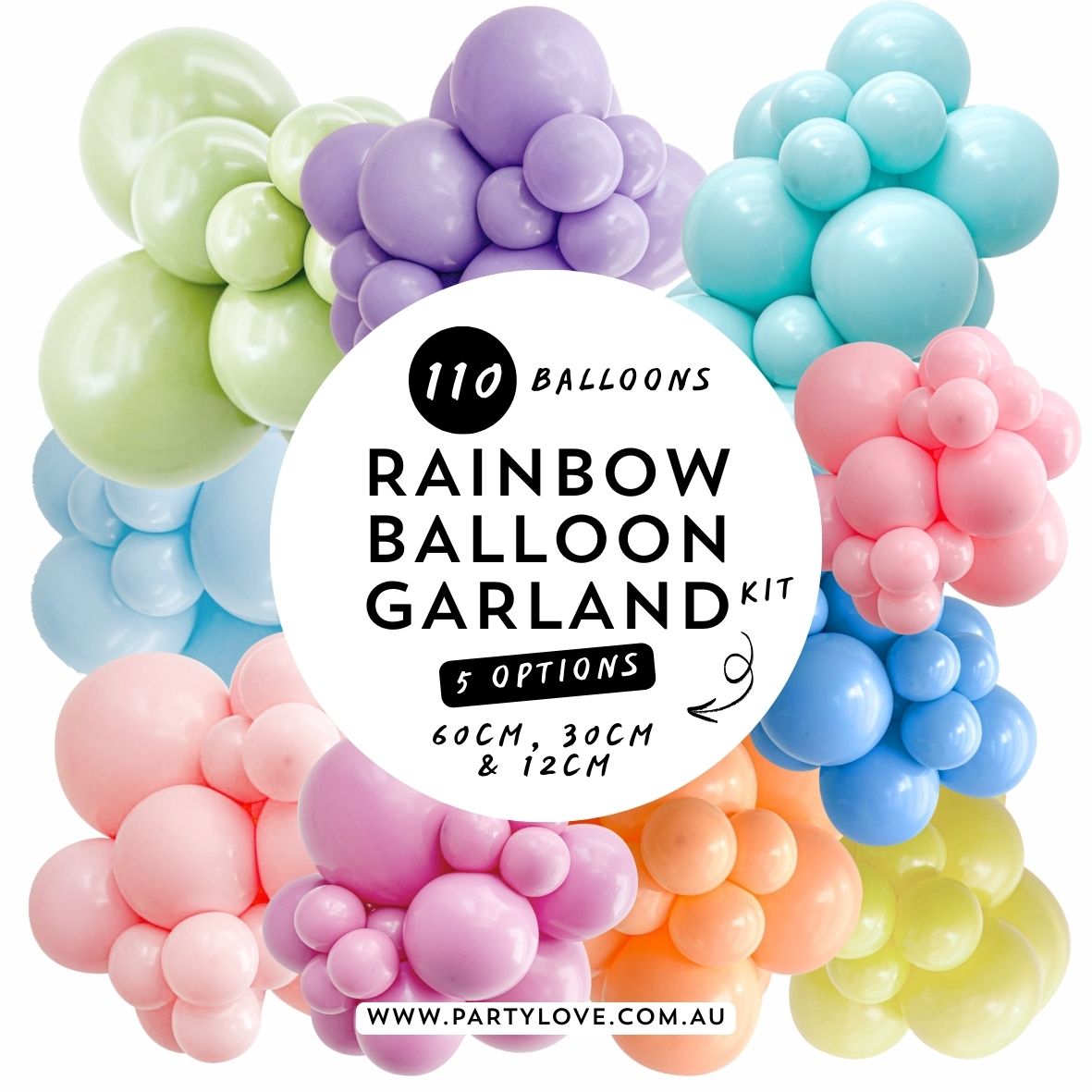 Rainbow Balloon Garland Kit - 5 options to choose from Party Love Balloons