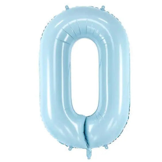 Pastel Blue Number 0 Foil Number Balloon 86cm Party Love