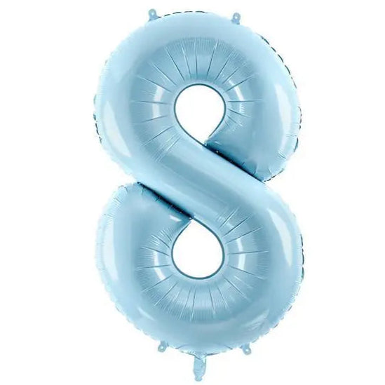 Pastel Blue Number 8 Foil Number Balloon 86cm Party Love