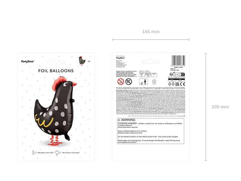 Rooster foil balloon, 48x60 cm Party Deco