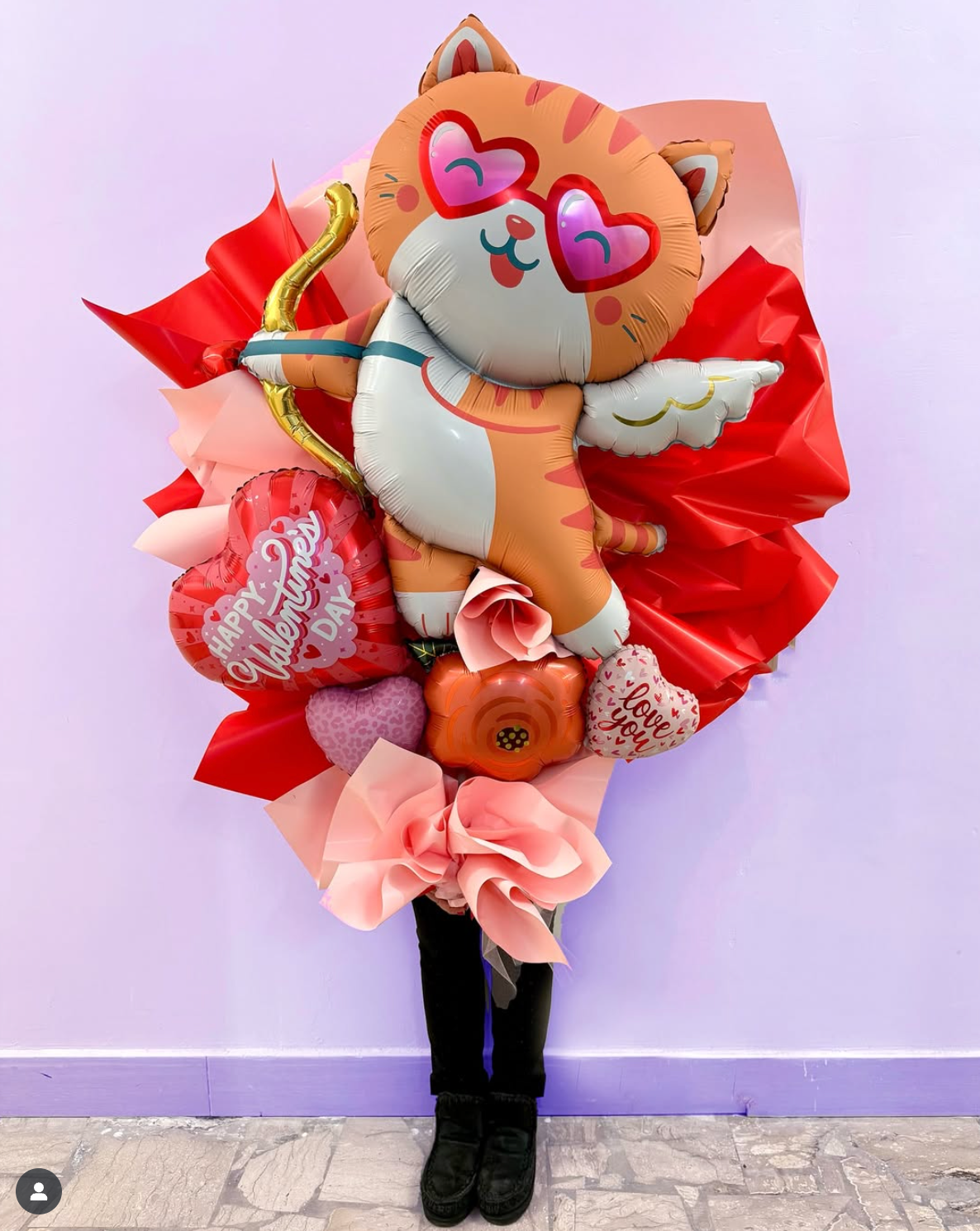 Cupid Cat Valentines foil balloon 96cm