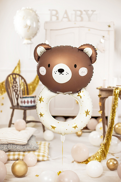 Teddy Bear Rattle Foil Balloon 88cm Party Deco
