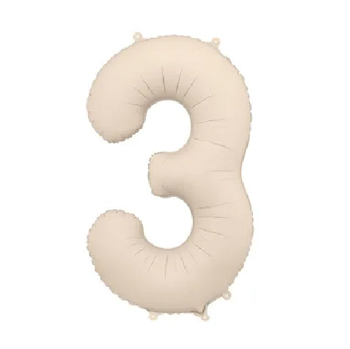 Number 3 Matte Beige Cream 86cm Party Deco