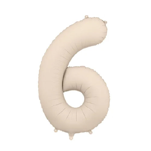 Number 6 Matte Beige Cream 86cm Party Deco