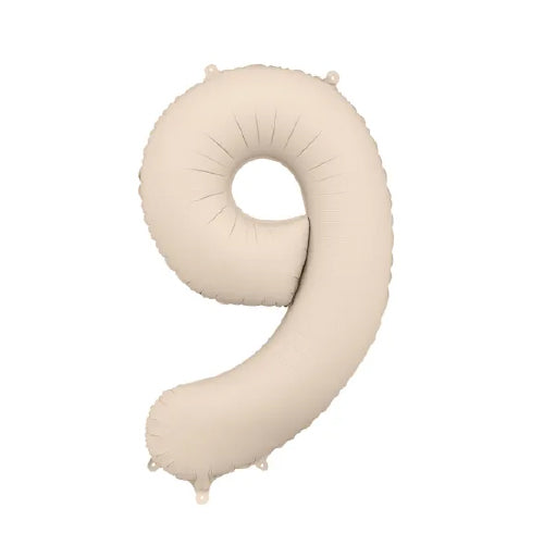 Number 9 Matte Beige Cream 86cm Party Deco